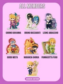 POP MART GONG "JoJo's Bizarre Adventure: Golden Wind" Series Blind Box - 6 mô hình thường + 1 mô hình bí mật, bao gồm các thiết kế JoJo kinh điển của các thành viên Biệt đội Bucharati và các Stand của họ, như Giorno Giovanna, Bruno Bucciarati, Abbacchio, Mista, Narancia Ghirga, Fugo Pannacotta, và một mô hình bí mật. - Nhiều màu - Xem 3