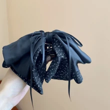 1pc Acrylic & Fabric Leopard Print Bow Tassel Hair Claw Clip - Multicolor - View 8