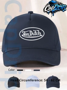 Navy 1pc Unisex Von-Dutchs Print Baseball Cap, Sun Hat, Curved Brim, Dad Cap. Suitable For Daily Use And Outdoor Activities. Outdoor Adjustable Sun Cap. Spring-Summer Travel, Tourism, Beach Vacation Hat. - 藏蓝色 - 查看 2