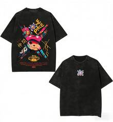 One Piece TonyTony Chopper 3D2Y "Nakama" Partner Quote Graphic Vintage Washed Oversized T-Shirt, Men's Anime Streetwear Short Sleeve Tee, Anime Shirts, Men's Vintage T Shirts,100 Percent Cotton Mens Clothes,Unisex Graphic T Shirt, Y2k Clothes, Anime Shirts, Men's Vintage T Shirts,Unisex Vintage Washed Oversized T-Shirt, Graphic T Shirt, Y2k Clothes - 黑色 - 查看 1
