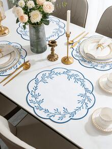 1-200pcs 15 Inch Embroidered Floral Fabric Placemats, Holiday Wedding Party Decor, Easy Clean Wipeable Non-Slip, Suitable For Home Dining Room And Restaurant, Table Decoration, Home Goods - Multicolor - View 17