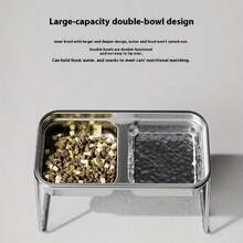 1个不锈钢宠物碗，含2个碗，专为小型和中型猫狗设计，304不锈钢材质，防溢漏喂食和饮水碗，15°倾斜设计，呵护宠物颈部，满足宠物进食和饮水的双重需求。 - 寵物碗 - 查看 7