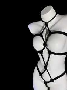 Sexy Lingerie Set, Bondage Bodysuit, Rope Mesh Suit Set, No-Removal Bodysuit, Sexy And Hot Temptation Set-Valentine's Day - 黑色 - 查看 5