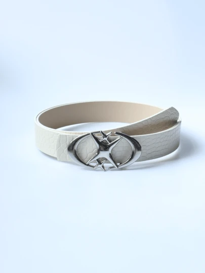 1pc Men's Belt, Star Casual Retro Party Street Leather Belt, Fashion Crocodile Grain Unisex Versatile Belt Suitable For Jeans, Daily Wear, Parties, Events