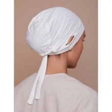 1pc Women Solid Color Silk-Like Rayon Embedded Drawstring Adjustable Headwrap Liner Hijab, Suitable For Daily Wear Abaya Accessories Breathable Under Cap Women Veil - Màu be - Xem 6