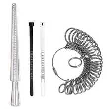 KLONKEE 4/2/1 Piece Ring Sizer Tool Set, US-UK 4-In-1 Alloy Measuring Rod - US/UK/EU Ring Size - 0-17 US Finger Size Measure Tape With Axis And Ring Size Scale, Suitable For Jewelry Size Measurement - Multicolor - View 9