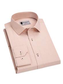 Men's Wrinkle-Resistant Jacquard Dress Shirt. Spring/Autumn/Summer. Regular Fit. Bolero. - Apricot - View 1