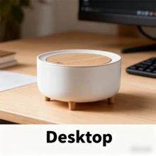 2L Capacity Mini Trash Can With Lid, Compact Plastic Desktop Garbage Bin For Desk Office Coffee Bar Makeup Vanity Bedroom Kitchen Nightstand, Pedal-Operated Elevated Tabletop Waste Collector, Stylish Modern Home Organization Storage Solution White - Xiaoyuan - View 3