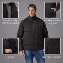 Winter Regular Fit Zipper Pocket Valentine's Day Father's Day New Year - màu đen - Xem 1