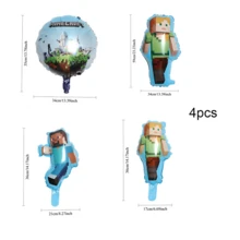 Minecraft Foil Balloons Decorations Party Minecraft Steve Pixel Balloon Set - Multicolor - View 2