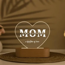 1 個 MOM Love 壓克力夜燈，桌面裝飾夜燈，母親節，可客製化愛心形狀燈，可客製化文字燈，個性化可愛生日禮物，節日禮物，臥室夜燈，母親節禮物，妻子/母親禮物 - 黃光 - 查看 6