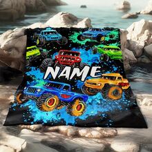 Personalized Monster Jam Monster Truck Racing Cartoon Colorful Blanket, Mom-Picked Animated Blanket Super Soft Flannel Blanket- Suitable For Use On Sofas, Beds, Or For Travel, Gentle On The Skin, An Excellent Gift Multi-Purpose Holiday Birthday Anniversary Blanket, Warm And Soft-280gsm - Nhiều màu - Xem 5