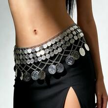 Metallic Embossed Coin Waist Belt, Atmosphere-Creating Waist Accessory For Stage Performance, Nightclub Party - Multicolor - View 2