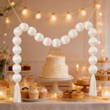 18pcs Beige Fabric Pompom Boho Style Wreath, Suitable For Wedding Decor, Birthday Party And Home Gathering Hanging Decoration - Multicolor - View 3