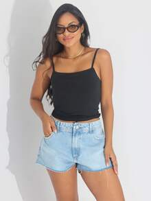 Kit 3 Cropped Women's Tank Top Strappy Basic Summer Suplex - White/Baby Blue/Black - View 8