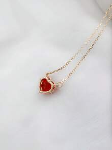 1 chiếc dây chuyền mặt hình trái tim nhỏ nhắn, tinh tế bằng bạc Sterling S925, kiểu dáng ngọt ngào và thanh lịch, hoàn hảo cho Ngày Valentine, các bữa tiệc, đám cưới, phụ kiện thiết yếu cho lời cầu hôn và lễ đính hôn của phụ nữ, món quà trang sức tinh tế. - Yêu - Xem 5