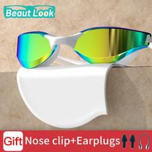 Bộ kính bơi thi đấu độ phân giải cao dành cho người lớn, bao gồm kẹp mũi và nút bịt tai, cầu mũi có thể điều chỉnh, dụng cụ bơi chống sương mù dành cho cả nam và nữ. - Bộ đồ bơi Phantom Đen & Tím [Kính bơi + Kẹp mũi & Nút bịt tai] - Xem 1