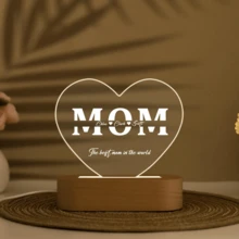 1 個 MOM Love 壓克力夜燈，桌面裝飾夜燈，母親節，可客製化愛心形狀燈，可客製化文字燈，個性化可愛生日禮物，節日禮物，臥室夜燈，母親節禮物，妻子/母親禮物 - 黃光 - 查看 2