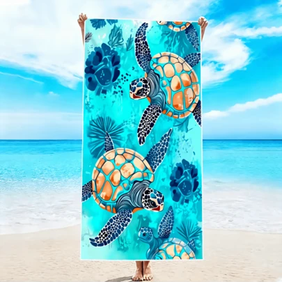 1pc Shark Design Beach Towel, Super Absorbent & Quick Drying, Lightweight Soft Microfiber Towel, Suitable For Beach, Pool, Gym, Bathroom, Camping And Travel