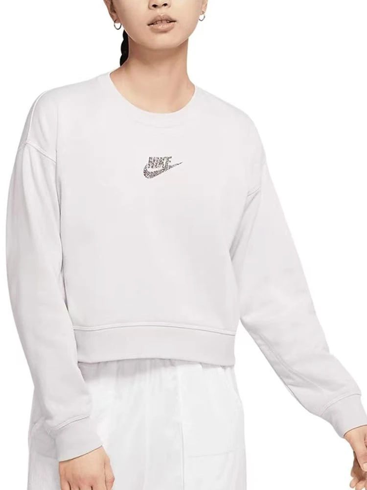 Nike Sportswear 休閒圓領套頭長袖衛衣 女款 淺銀灰 - 淺灰色 - 查看 1