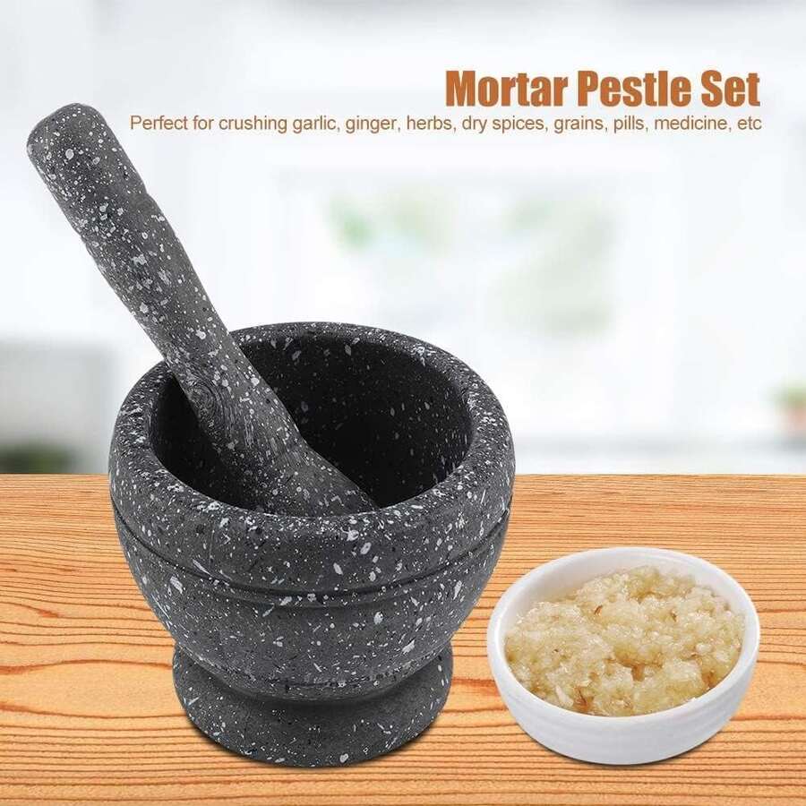 一套多功能加厚PP材质无异味耐用研钵和研杵套装，适用于研磨大蒜、香料、草药