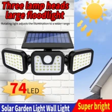 Solar Powered Motion Sensor Outdoor Light, 3-Head Security Light, LED Floodlight With Motion Detection, Spot Light For Patio, Yard, Garage Entrance, IP65 Waterproof - Multicolor - View 6