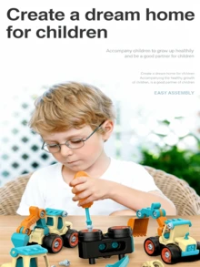 Juego de vehículos de ingeniería para ensamblar y desarmar para niños, rompecabezas de atornillado y ensamblaje de modelos de vehículos de simulación de ingeniería, adecuado para niños y niñas de 3 a 12 años, regalo creativo y de cumpleaños (estilo de accesorios aleatorio) - Multicolor - Ver 2