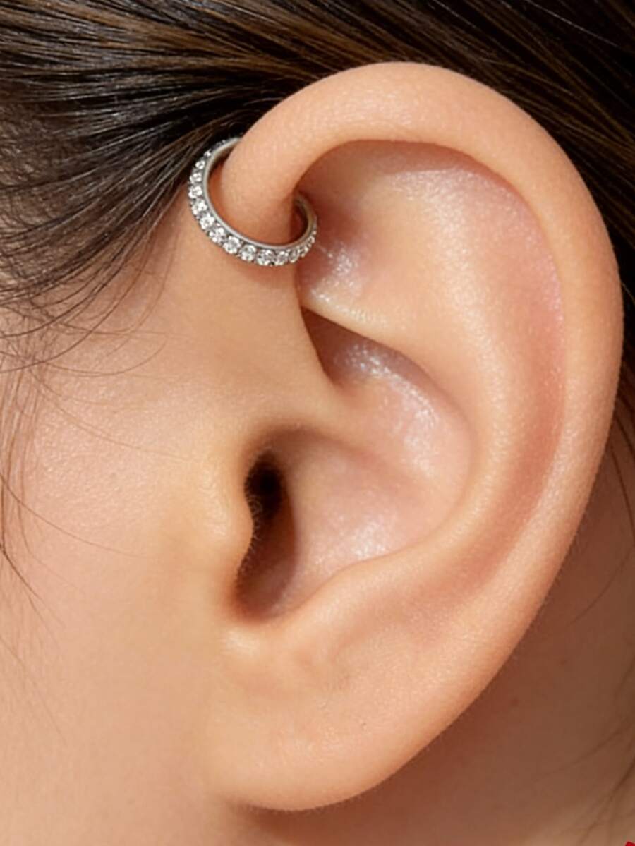 1 chiếc khuyên tai bạc 925 cao cấp, thời trang, đính đá Cubic Zirconia, thích hợp cho sụn tai, vành tai, lỗ xỏ mũi, vách ngăn mũi, kiểu bấm liền mạch, khuyên tai nhỏ, khuyên tai daith, khuyên tai tragus, lỗ xỏ vành tai cho nữ, phụ kiện thời trang sang trọng, trang sức dự tiệc, quà tặng. - Bạc - Xem 1