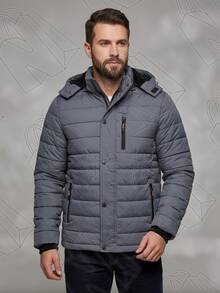 Men's Thermal Nylon Lined Bobojaco Jacket With Removable Hood - 灰色 - 查看 3