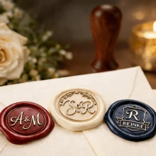Kit de cachet de cire personnalisé pour mariage avec initiale, cachet de cire de mariage personnalisé pour couple, kit de cachet de cire personnalisé pour cadeau, cachet de cire personnalisé - Multicolore - Voir 9
