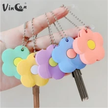 VINCAN Funda de llave con diseño de flor linda, diseño de bloques de colores vibrantes, con cadena de cuentas plateadas (requiere ensamblaje), protector decorativo de identificación de llaves, accesorios de llavero para mujeres, pequeño regalo para hermanas, amantes y amigos - Multicolor - Ver 1