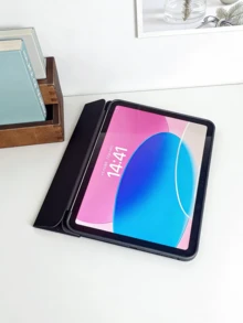 Cherry & Minimalist Pattern Tablet Protective Case, Compatible With IPad 9.7/10.2/10.5/10.9/12.9/Pro 11 (10th Gen), Galaxy Tab S6 Lite 10.4, Provides Soft Shock-Proof Protection, Supports Smart Stand/Auto Wake/Sleep Function (Black) - Black - View 4