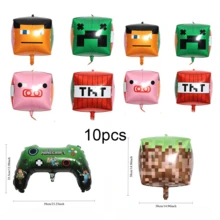 Minecraft Aluminum Foil Balloons Decorations Party Minecraft Steve Pixel Balloon Set - Multicolor - View 8
