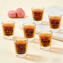 4 Peças Copos de Dose de Vidro Transparente Engraçados, Estilos de Impressão de Letras Aleatórias, Mini Copos Reutilizáveis de 50ml, Bottom Pesado, Durável, Adequado para Festa, Inauguração da Casa, Aposentadoria, Aniversário, Casamento, Aniversário, Carnaval, Feriados (Dia dos Namorados, Páscoa, Dia das Mães, Maioridade, Formatura etc.), Ótimo Presente para Melhores Amigos, Colegas, Vizinhos, para Bebidas Destiladas, Uísque, Gim, Shots de Gelatina e Várias Bebidas Gaseificadas (6 Estilos de Cores) - Visão 8