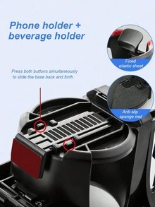 Soporte para taza de coche multifunción, soporte ajustable para taza y teléfono de la rejilla de ventilación, se adapta a teléfonos de hasta 7.2 pulgadas y botellas de 7.5 cm, operación con una sola mano - Soporte para teléfono - Ver 5