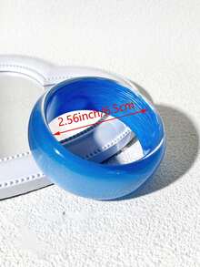 优雅蓝色树脂手链，性感大胆的不对称袖口手镯，适合日常佩戴 - 藍色手環組合 - 查看 17