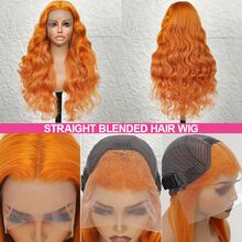 Tóc giả ren phía trước mật độ 200%, tóc thật pha trộn, kiểu sóng thân, trong suốt, tóc trinh nữ Brazil, kích thước 13x4, 5x5, 13x6, tóc thật pha trộn, đã tỉa sẵn và có tóc con, dành cho nữ, màu gừng cam, dài từ 8-34 inch. - S350 - Xem 3
