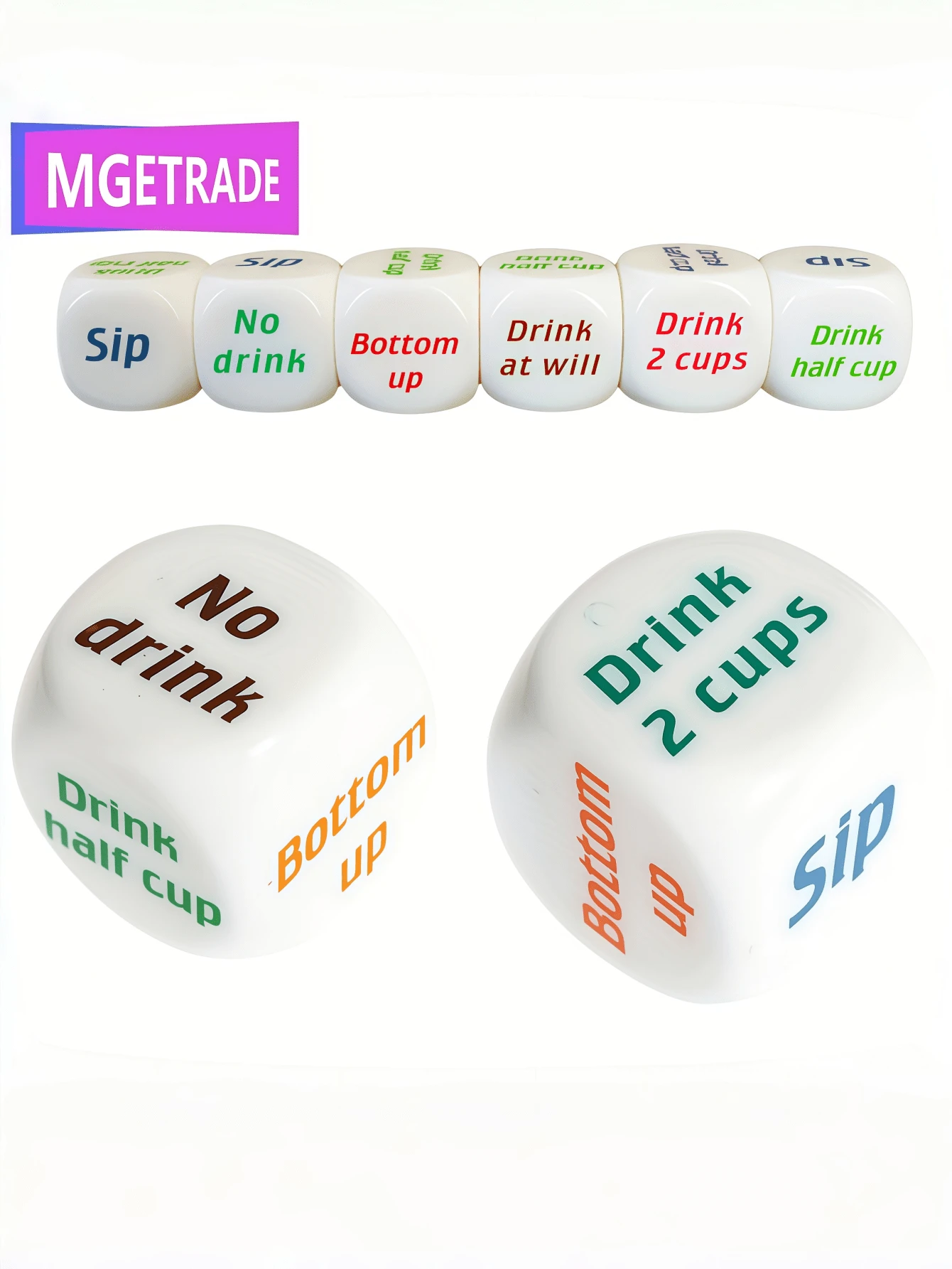 6pcs Acrylic Interactive Drinking Dice Game 1pc - Adult Party Fun For Christmas, Weddings, Birthdays - Tabletop Beverage Pun