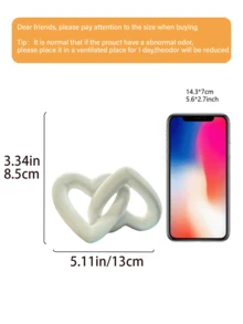 White Heart-Shaped Knot Sculpture, Modern Geometric Interwoven Heart Sculpture, Desktop Decor, Small Round Statue, Home Decor, Bookshelf, Coffee Table, Bookcase Decoration, Gift - Multicolor - View 10
