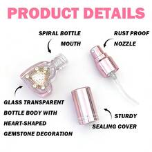 Flacon de parfum en forme de cœur - Flacon vaporisateur portable réutilisable, conçu avec un joyau d'amour, disponible en rose, violet, rouge, taille voyage, décanteur de parfum mini compact portable, idéal pour les cadeaux de fête - Multicolore - Voir 6