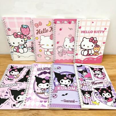  1 pieza/4 piezas Cuaderno espiral SANRIO, diseño de patrón de dibujos animados clásicos, adecuado para diario diario, notas de reunión y regalo, aplicable para cuaderno escolar/de oficina, diario, planificador, bloc de notas, imprescindible para coleccionistas de papelería