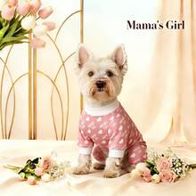 Bộ áo liền quần cho chó cưng, họa tiết trái tim "MAMA'S GIRL", quà tặng Ngày của Mẹ, phù hợp cho chó nhỏ/trung bình và mèo, quà tặng Ngày của Mẹ. - Hồng - Xem 6