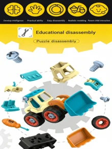 Juego de vehículos de ingeniería para ensamblar y desarmar para niños, rompecabezas de atornillado y ensamblaje de modelos de vehículos de simulación de ingeniería, adecuado para niños y niñas de 3 a 12 años, regalo creativo y de cumpleaños (estilo de accesorios aleatorio) - Multicolor - Ver 8