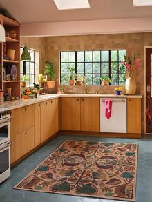 1 Stück schöner vintage-bohemischer Blumen-Teppich/Fußmatte, weicher Kunstwollteppich, geeignet für Outdoor, Eingang, Wohnzimmer, Schlafzimmer, maschinenwaschbar, ganzjährig, großes Wohndekoration - Verschiedenfarbig - Übersicht 7