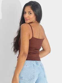 3-Piece Set: Basic Tank Top And Cropped Top In Spandex Fabric - New - Black/White/Chocolate - View 7