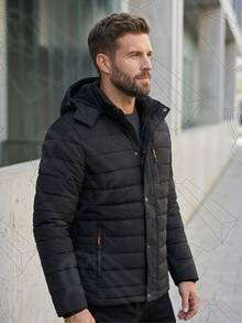 Men's Thermal Nylon Lined Bobojaco Jacket With Removable Hood - màu đen - Xem 4