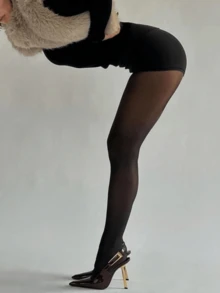 1件装加大码超薄透明连裤袜 0D (XS-XXL) - 黑色紧身裤，性感透气，适合日常穿着 - 黑色 - 查看 3