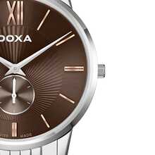 DOXA 瑞士制造奢华男士腕表，独特棕色旭日纹表盘，优雅不锈钢表带，蓝宝石水晶表镜，商务/正装配饰，高端品牌礼品，原装表盒 D155SBR - 棕色 - 查看 6
