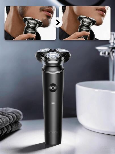 SKYWORTH Máy cạo râu điện, pin dung lượng lớn 800mAh, chống nước IPX7, thích hợp sử dụng cả khi ướt và khô, có thể rửa sạch hoàn toàn, 3 lưỡi dao bằng thép không gỉ, khởi động tức thì chỉ với một lần chạm, màu bạc cao cấp, thích hợp sử dụng trong vòi sen, giảm kích ứng da.