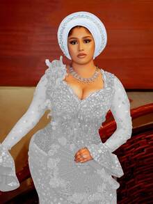 1件装女士纯色多层水钻装饰尼日利亚婚礼头巾，奢华闪亮头巾帽，适合节日、派对、送礼 - A - 查看 27